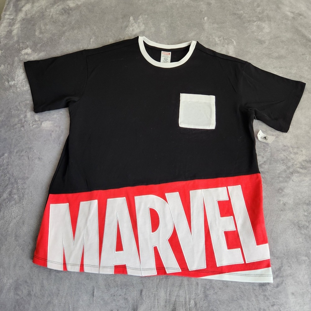 New Disney Marvel Shirt L Parks Mens Spell Out Tshirt Black Red White NWT Shirt